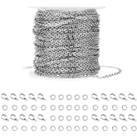 WXJ13 36 ft plata cadena de Cable de enlace de acero inoxidable con cierres de langosta 20 y 30 saltar anillos para…